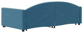 Sofá-cama com gavetão e gavetas 100x200 cm veludo azul