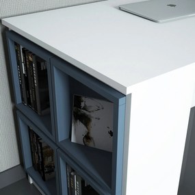 Secretária de Estudo Box – Branco e Azul – 120x75x65 cm