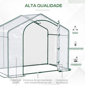 Outsunny Estufa Transparente de Jardim 180x100x168 cm Estufa de Jardim com Porta Enrolável e Estrutura de Aço Transparente