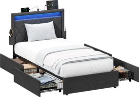 Estrutura de cama 90 x 200 cm (COLCHÃO NÃO INCLUIDO), com iluminação Led cinzenta