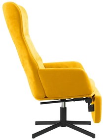 Cadeira de descanso com apoio de pés veludo amarelo mostarda