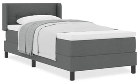 Cama Box com colchão cinza escuro 90x190 cm, em tecido.