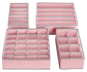 Conjunto de organizadores de gaveta dobráveis para roupas íntimas. | SONGMICS | 32 x 32 x 10 cm | rosa | RUS04PK.