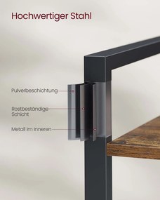 Estante com 3 níveis e prateleiras abertas 24 x 40 x 76,4 cm Castanho vintage + Preto