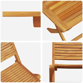 Conjunto de Jantar de Jardim Manual 5 pcs Madeira Natural Médio