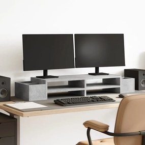 vidaXL Suporte monitor c/ arrumação derivados madeira cinzento cimento