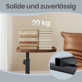 Mesa de apoio com altura ajustável, mesa auxiliar em forma de C, 30 x 40 x 69 cm cor nogueira-preto