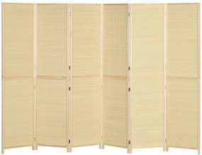 HOMCOM Biombo em madeira de bambu 6 painéis 270 x 180 cm separador de ambientes divisória de separação dobrável - natural | Aosom Portugal