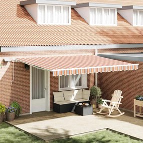 vidaXL Toldo Retrátil 450x350 cm with Manual Laranja / Cinza / Azul / Branco