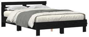 Estrutura de Cama Preta Carvalho Preto Madeira 140 x 190 cm