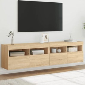 vidaXL Móveis de parede para TV com luzes LED 2 pcs carvalho sonoma