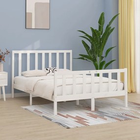 Estrutura cama pequena casal 120x190 cm pinho maciço branco