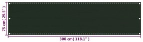 Tela de varanda 75x300 cm PEAD cinzento-escuro