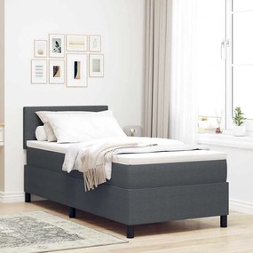 vidaXL Cama Box Spring com Colchão Cinza Escuro de Solteiro em Tecido de Corduroy