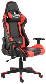 Cadeira de gaming giratória PVC vermelho