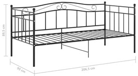 Sofá-cama 90x200 cm metal preto