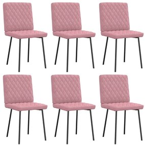 Cadeiras de jantar 6 pcs veludo rosa