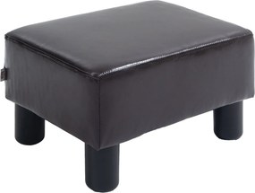 HOMCOM Pufe revestido em tecido com aspecto de couro sintético, até 110 kg, café, 40 x 30 x 24 cm | Aosom Portugal