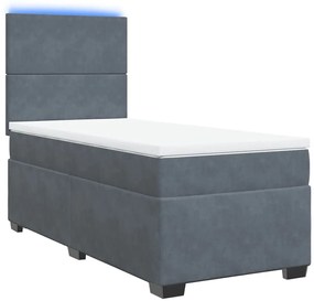 Cama com molas/colchão 80x200 cm veludo cinza-escuro
