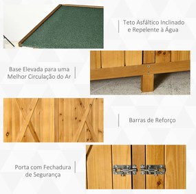 Abrigo de Jardim de Madeira 140x75x160cm Galpão para Armazenamento de