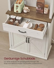 Aparador vintage com iluminação e com 2 tomadas 39,7 x 80,4 x 180,3 cm em branco vintage