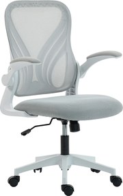 Cadeira de escritório ergonómica, cadeira de escritório em malha, encosto rebatível, braços retráteis, 73 x 62 x 101-111 cm, cinzenta