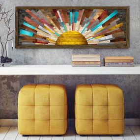 Pintura Decorativa em MDF emoldurada TAH021 – Multicolor – 40 x 120 cm