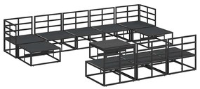 Conjunto de Sofá de Jardim 11 pcs Preto 70 x 70 x 32 cm