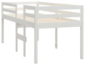 Cama alta 90x200 cm madeira de pinho maciça branco