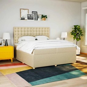 vidaXL Cama com molas/colchão 200x200 cm tecido cor creme