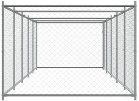 Jaula para cão com porta 10x2x1,5 m aço galvanizado cinzento