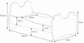 Cama infantil gato 160x80 branca - colchão e estrado incluído