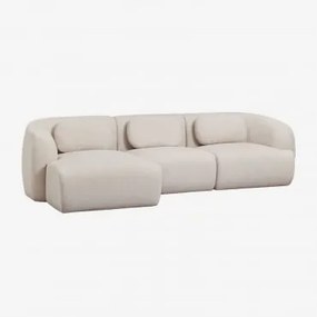 Sofá Modular Chaise Longue Esquerdo De 3 Peças Em Chenille Coquette Chenille Bege Creme - Sklum
