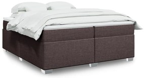 Cama com molas/colchão 200x200 cm tecido castanho-escuro