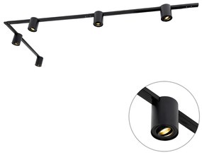 Sistema de Trilho Moderno Monofásico com 5 Focos Pretos - Rondoo Up Moderno