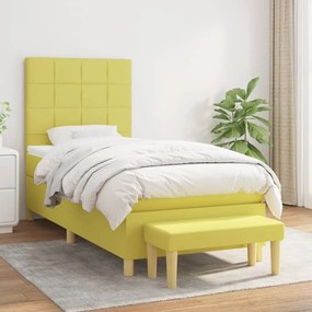 vidaXL Cama com molas/colchão 90x190 cm tecido verde-claro