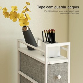 Móvel de Arrumação Estreito com 4 Gavetas de Tecido para Espaços Pequenos 20x43x81,5 cm Cinzento Claro