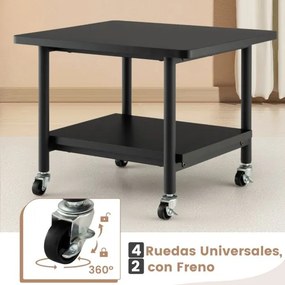 Mesa para impressoras com 4 rodas e mecanismo de bloqueio Carro com rodas e Estante 49 x 40 x 38 cm Preto