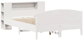 Cama com estante sem colchão 140x200 cm pinho maciço branco