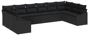 Conjunto de Jardim com 10 Peças e Almofadas Rattan Preto
