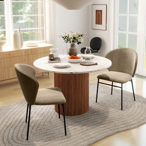 Conjunto de 2 cadeiras de sala de jantar (MESA NÃO INCLUIDA) com assento estofado em tecido com efeito de linho, pés de aço estáveis, design moderno,
