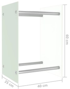 Suporte para lenha 40x35x60 cm vidro branco