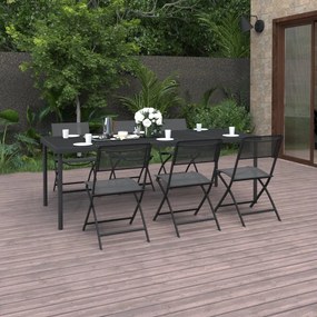 vidaXL 7 pcs conjunto de jantar para exterior aço