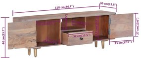 Móvel de TV 118x30x40 cm madeira de acácia maciça