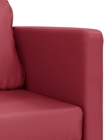 Sofá-cama sem pés 112x174x55 cm couro artificial vermelho tinto