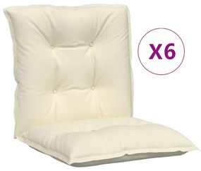 Almofadões para cadeiras de jardim 6 pcs creme 100x50x7 cm