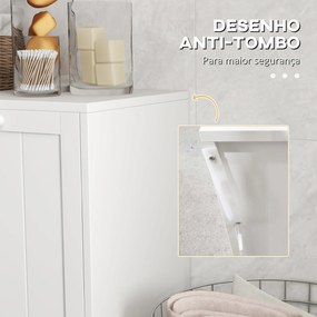 Armário de Casa de Banho com Cestos de Roupa Suja Móvel Roupa Suja com 2 Compartimentos 66x33x68 cm Branco