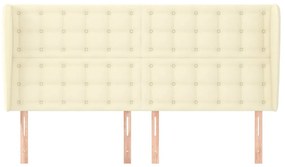 Cabeceira cama c/ abas couro artificial 183x23x118/128 cm creme