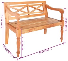 Banco Batávia 98 cm madeira maciça de mogno castanho claro