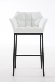 Banco de bar Damaso em couro sintético e com estrutura preta 64 x 110 x 48 cm Branco